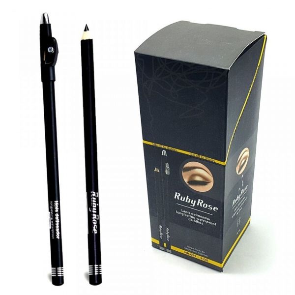 Lápis Delineador de Olhos com Apontador Ruby Rose HB-091 Preto